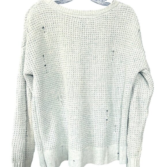 American Eagle Distressed Baby Blue Loose Knit Sweater XS - Picture 2 of 7